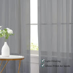 Chyhomenyc Sheer Window Curtains 72 inch Length 2 PCS- Rod Pocket Living Room Curtain Panels Voile Textured Soft and Lightweight Window Treatments for Bedroom Decor, 42W x 72L Inches, Charcoal Grey