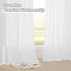 RYB HOME Sheer Curtains 108 inches - Linen Textured White Sheers for High Ceiling Window Decor, Patio Sliding Glass Door Sun Room Lawn Corridor Terrace Wedding, 52 x 108, 2 Pcs