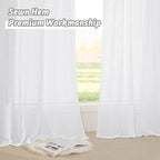 RYB HOME White Sheer Curtains Linen Textured Semi Sheer Drapes Light Airy Grommet Large Window Decor for Living Room Bedroom Dining Patio Door, White, W 100 x L 108 inch, 1 Panel