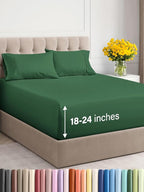 Extra Deep Twin XL Sheet Set - 4 Piece Breathable & Cooling Sheets - Hotel Luxury Bed Sheets Set - Easy Fit - Soft, Wrinkle Free & Comfy Sheets Set - Emerald Green Sheet Set with Extra Deep Pockets