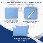 DREAMCARE Twin XL Sheet Set - Cooling Bed Sheets - 4pcs Set - up to 15" Deep Pocket - Soft & Long Lasting 100% Fine Brushed Polyester with Side Pocket - Light Blue