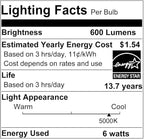 Vinaco E12 LED Bulb, 6 Pack E12 Candelabra Bulb 60 Watt Daylight White 5000K, High Brightness 600LM & 25000+ Long Lifespan E12 Bulb, E12 Candelabra Base, Light Bulb for Ceiling Fan Light Bulb…