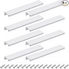 uxcell Cabinet Finger Edge Pull, 8pcs 200mm / 7.87" Aluminum Alloy Back Mount Hidden Cabinet Pulls Concealed Handle for Home Kitchen Drawer Cabinet, Silver