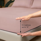Mejoroom Queen Size Sheet Set - Hotel Luxury 1800 Bedding Sheets & Pillowcases - Deep Pocket Fitted Sheet, Soft, Breathable, Wrinkle & Fade Resistant - 4 Piece (Queen, Dusty Pink)