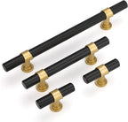 goldenwarm 10 Pack Black and Gold Cabinet Pulls 6-1/4 Inch Kitchen Cabinet Handles Black Drawer Pulls for Dresser Bathroom Modern Hardware,Zinc Alloy Base