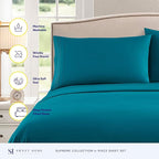 Queen Size Bed Sheets - Breathable Luxury Sheets with Full Elastic & Secure Corner Straps Built In - 1800 Supreme Collection Extra Soft Deep Pocket Bedding, Sheet Set, EXTRA DEEP pocket - Queen, Teal