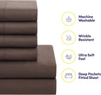 RV Short Queen Comforter Set for RV Camper - Comforter Set with Fitted & Flat Sheet, 4 Pillowcases - Tailored for RV Short Queen Beds - Cozy Essentials for Your RV Bedroom, Brown