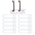 Vmaisi 10 Pack Baby Sliding Cabinet Locks - Adjustable U Shaped Child Safety Locks,Childproof Latches for Kitchen Bathroom Storage Cupboards Doors, Handles and Knobs White (10)