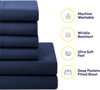 King Size Comforter Set with Sheets - 7-Piece Bedding Collection - 1 Comforter, 1 Fitted Sheet, 1 Flat, 4 Pillowcases - Deep Pocket - Soft & Premium Quality - Ideal for All Seasons, Navy Blue