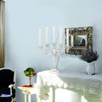 Metal Candelabra 5-Candle 10.1 Inch Tall Candle Holder Stick for Home Wedding Event and Party Festival,Silver