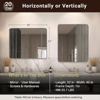 ANDY STAR 40x32 Inch Chrome Mirror for Bathroom, Chrome Bathroom Vanity Mirror, Rounded Rectangle Mirror, Anti-Rust SUS304, Seamless Tube Metal Frame, 1’’ Deep Wall Mounted Vertically/Horizontal