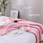 NANPIPER Flannel Blanket Reversible Sherpa Throw Blanket Super Soft Fuzzy Plush Microfiber for Fur Baby/Gift Lightweight(50"x60",Pink)