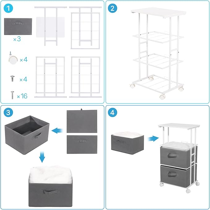MAX Houser Dresser Tower with 3 Drawers,Fabric Dresser Drawer Organizer Unit,Dresser Chest with Wood Top,Vertical Storage Dresser,Small Dresser for Bedroom,Office-Dark Grey
