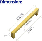 Ravinte 12 Pack 6-1/4 Inch Kitchen Square Cabinet Handles Brushed Brass Pulls Gold Drawer Pulls Kitchen Cabinet Hardware for Cupboard Drawer Handles
