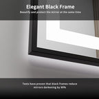 LED Mirror, 40x32 Inch Black Framed Gradient Front and Backlit Bathroom Mirror with Lights, 3 Colors Dimmable CRI>90, IP54 Enhanced Anti-Fog Wall Mounted LED Bathroom Mirror