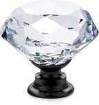 Ravinte 5 Pack Crystal Drawer Knobs - Glass Cabinet Knobs, Diamond Shaped, 30 mm with Black Base