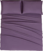 Mejoroom King Size Bed Sheet Set - Hotel Luxury 1800 Bedding Sheets & Pillowcases - 16" Deep Pocket Fitted Sheet, Soft, Breathable, Wrinkle & Fade Resistant - 4 Piece(King, Purple)