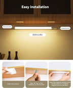 Under Cabinet Lighting 8 Inches Rechargeable Motion Sensor Light Indoor, 3 Color Dimmable Closet Light Battery Operated, USB Stick on LED Magnetic Under Counter Lights for Kitchen Stair, 3 Packs
