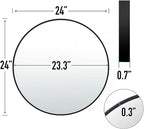 24" Round Mirror Circle Wall Mounted Hanging or Against Wall Metal Frame Dressing Make-up Mirrors for Entryway Bedroom Bathroom Living Room 24 inch Black