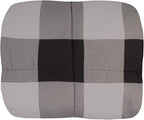 7 Piece Comforter Set Bag Solid Color All Season Soft Down Alternative Blanket & Luxurious Microfiber Bed Sheets, King, Buffalo Plaid Black/Gray