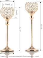 VINCIGANT 16PCS Gold Crystal Candle Holders Pillars for Wedding Decoration,Votive Crystal Candle Holders for Dinner Table Room Party Rhinestone Decorative