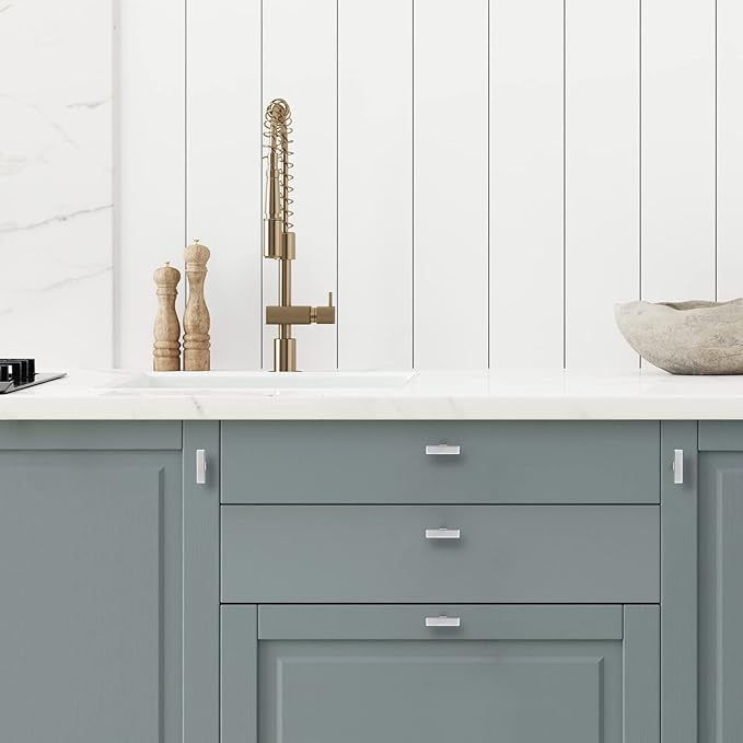 Ravinte 3 Pack Brushed Nickel Kitchen Cabinet Handles Single Hole Cabinet Pulls Square Kitchen Hardware for Cabinet Drawer Pulls Drawer Handles Come with Screwdriver