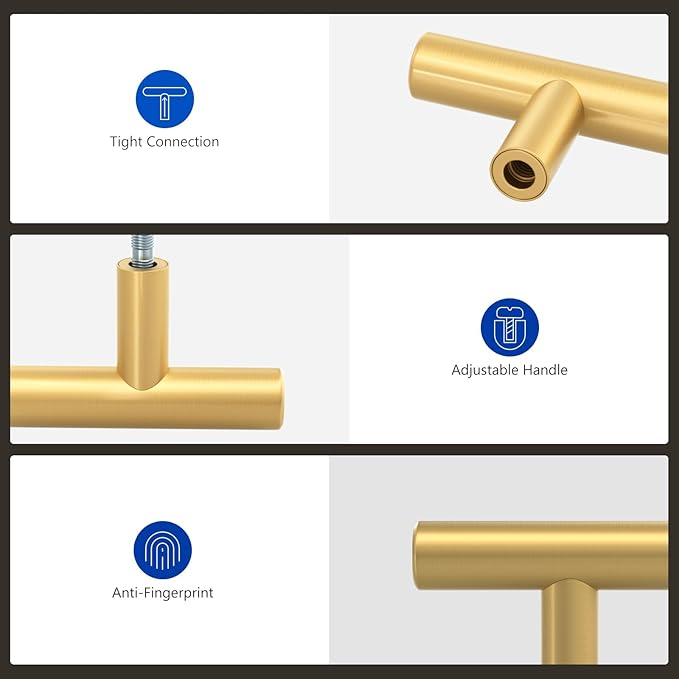 LONTAN 25 Pack Gold Cabinet Knobs Brushed Brass Kitchen Knobs Gold Drawer Knobs Bathroom Cupboard Furniture Hardware 2in Overall Length