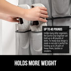 GORILLA GRIP Over the Door Shoe Organizer, 12 Large Breathable Mesh Pockets, Space Saving Hanging Storage Holder, 2 Hook Closet Rack Hanger, Hangs on Closets for Shoes, Accessories, 64H x 9.5W Gray