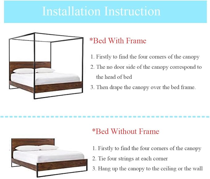Canopy Bed Curtains Twin - 4 Corner Canopy for Beds, Bed Canopy for Girls Adult, Bedroom Decor (Twin Size, Light Blue)
