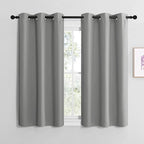 NICETOWN Silver Grey Thermal Insulated Grommet Blackout Curtains, Kids Window Drape Panel for Nursery, Privacy Short Curtains (2 Panels, W42 x L48 -Inch)