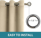 BGment Room Darkening Curtains for Bedroom - Grommet Thermal Insulated Window Treatments Light Blocking Curtains for Living Room, Set of 2 Panels, Each 46 x 84 Inch, Beige