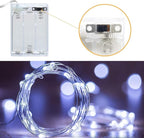 Sanniu Fairy Lights Battery Operated, 2 Packs Mini Battery Powered Copper Wire Starry String Lights for Christmas,Bedroom, Parties,Wedding,Indoor,Home Decoration (5m/16ft Cool White)