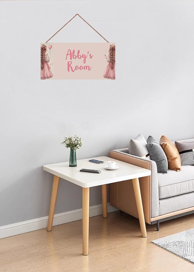 Personalized Girl Signs for Kids Room Bedroom Door Hanging Wooden Signs Custom Baby Name Flower Door Hanger Baby Nursery Room Customized Girls Room Décor