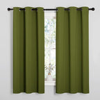 NICETOWN Window Curtain Panels, Christmas Window Decoration Thermal Insulated Solid Grommet Blackout Draperies/Drapes for Bedroom (1 Pair, 34 by 54-inch, Olive Green)