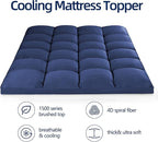 Mattress Topper California King for Back Pain, Extra Thick Mattress Pad Cover, Plush Pillow Top, Deep Elastic Pocket, Navy