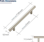 JOY DECOR 45 Pack Cabinet Handles, Brushed Nickel Cabinet Pulls, 5 in Hole Center Kitchen Cabinet Handles, Stainless Steel T Bar Handles for Dresser Drawers