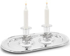 The Dreidel Company Shabbat Candlesticks Candle Holders Silver Plated, 2 Candlesticks Set (24 Sets)