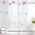 MYSKY HOME Pom Pom Curtains 84 Inch Length for Girls Bedroom 2 Panels Rainbow Curtains 84 Inch Long for Living Room Laundry Kids Nursery Rod Pocket Farmhouse Dining Room Window Drape 37" x 84"