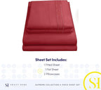 Queen Size Bed Sheets - Breathable Luxury Sheets with Full Elastic & Secure Corner Straps Built In - 1800 Supreme Collection Extra Soft Deep Pocket Bedding Set, Sheet Set, Queen, Burgundy