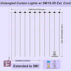 Pixie Curtain String Light with Untangled Wires, Multicolor Curtain Light for Bedroom, USB Powered 8 Modes Remote Fairy Light for Home Wedding Party Decor