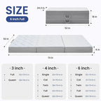 Foldable Mattress Full 6 inch -Portable White Memory Foam Folding Matress with Washable Cover for Camping Travel Guest Room Home Use-Non-Slip&Easy Storage