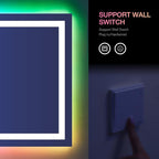 LOAAO 60X28 RGB LED Bathroom Mirror with Lights, Large, Anti-Fog, Dimmable Lighted Bathroom Vanity Mirror, Colorful Multiple Light Modes, RGB Backlit + Front Light, Memory Function