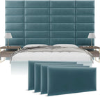 Vänt Upholstered Wall Panels - Queen/Full Size Wall Mounted Velvet Headboards - Velvet Antique Blue - Set of 4 Panels (Each Individual Panel 30"x11.5")