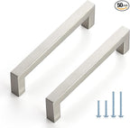 Ravinte 50 Pack Cabinet Handles Square Cabinets Cupboard Hanldes Brushed Nickel Drawer Pulls Stainless Steel Kitchen Cabinet Pulls Cabinet Hardware Drawer Handles 5 inch Hole Center