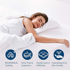 ELEMUSE Full Size Extra Thick Fusion Goose Down Feather Filled Mattress Topper, Plush Fluffy Double Layer Pillowtop Mattress Pad Cover, Soft Featherbed with 8-21 Inch Deep Pocket