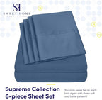 Full Size Bed Sheets - 6 Piece 1500 Supreme Collection Fine Brushed Microfiber Deep Pocket Full Sheet Set Bedding - 2 Extra Pillow Cases, Great Value, Full, Denim