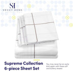 King Size Bed Sheets - 6 Piece 1500 Supreme Collection Fine Brushed Microfiber Deep Pocket King Sheet Set Bedding - 2 Extra Pillow Cases, Great Value, King, Window Pane White