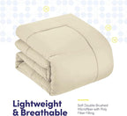 King Size Comforter Set with Sheets - 7-Piece Bedding Collection - 1 Comforter, 1 Fitted Sheet, 1 Flat, 4 Pillowcases - Deep Pocket - Soft & Breathable Premium Quality - Ideal for All Seasons, Beige