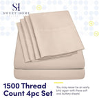 Twin XL Size Bed Sheets - 4 Piece 1500 Supreme Collection Fine Brushed Microfiber Deep Pocket Twin X-Large Sheet Set Bedding - 1 EXTRA PILLOW CASES, GREAT VALUE, Twin XL, Beige