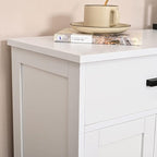 WEENFON Bathroom Cabinet, Floor Storage Cabinet with Doors and Shelves, Coffee Bar Cabinets with Drawer, for Living Room, Bathroom, Kitchen, White